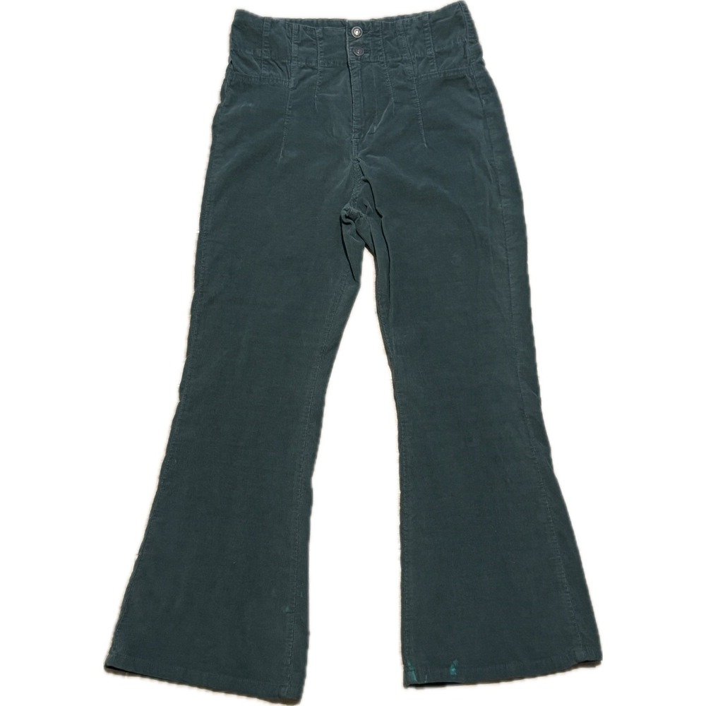 We The Free Free People Teal Corduroy Flare Pants High Rise Green Size 30